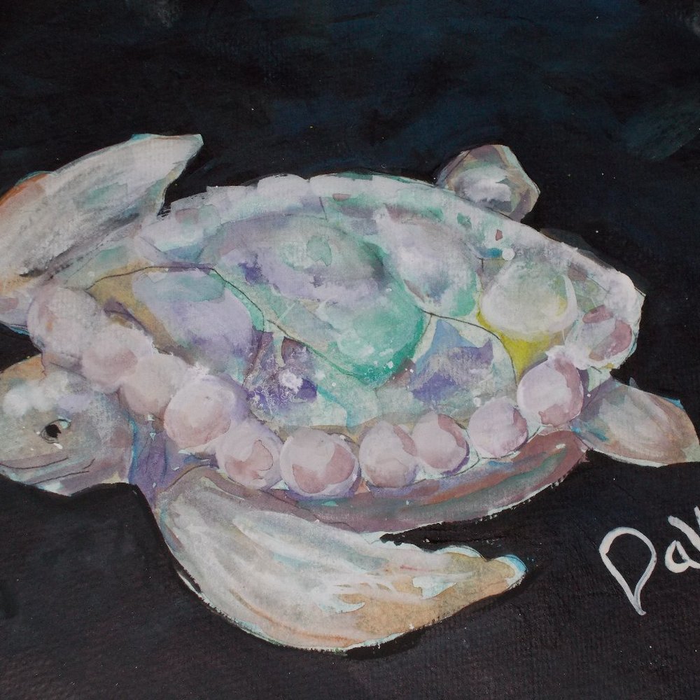 Original "Sherman The Turtle"  watercolor painting 11"x15" by Davila